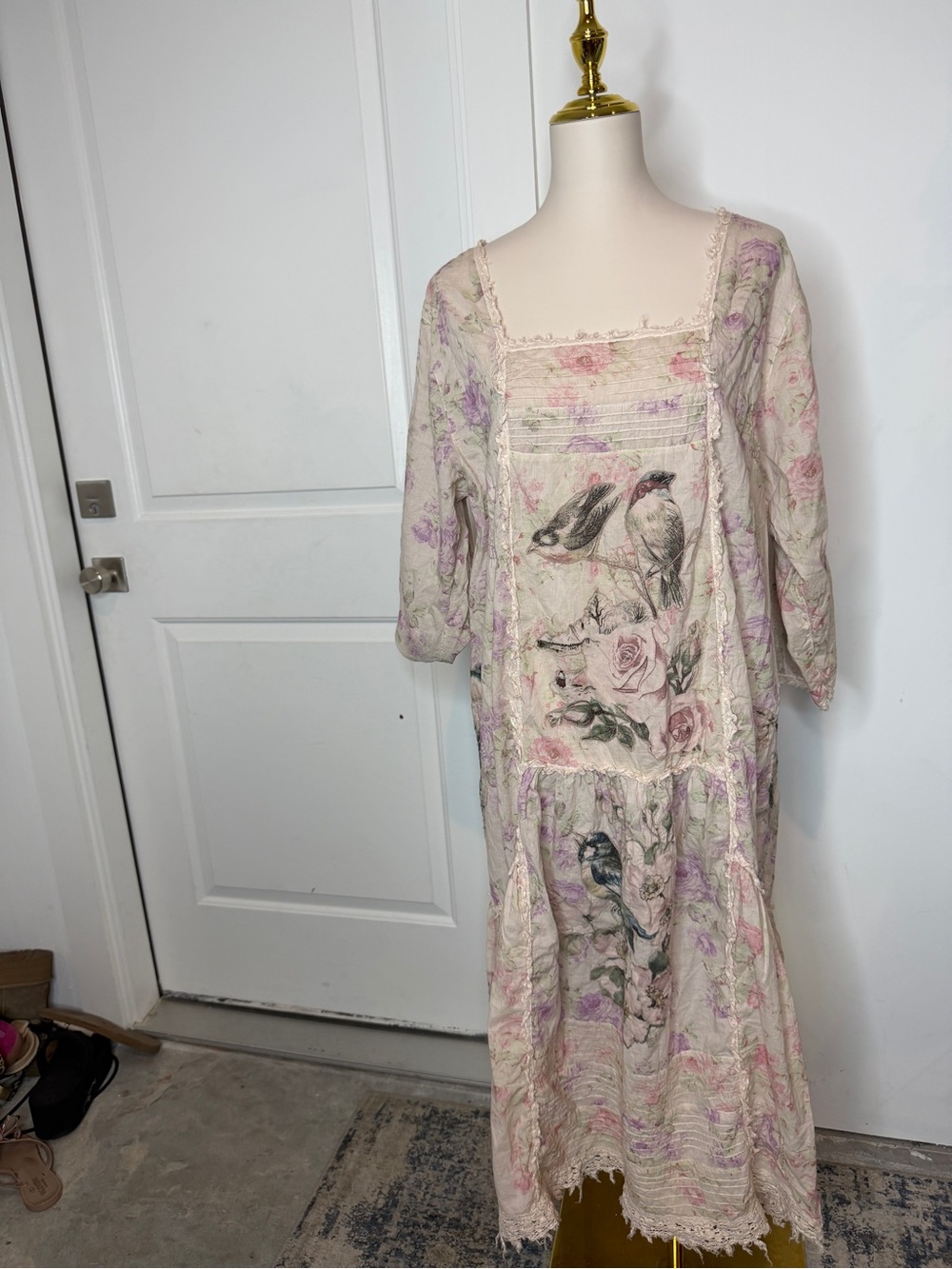 Magnolia Pearl Cream Dress with Pink & Lavender Bird Print